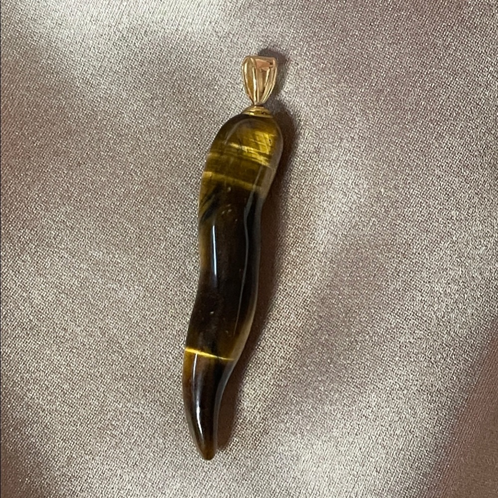 Tiger's Eye Pendant with 14k Yellow Gold Bail
